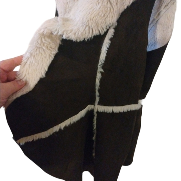 Faux Fur/Suede Vest Romeo & Juliet Couture Brown-White Western BoHo   Soft M - Picture 5 of 9